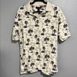 Croft & Barrow Cream Palm Tree Polo Shirt